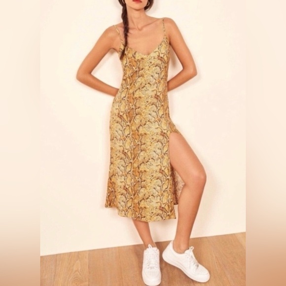 Reformation Cremini Boa Snake Print Dress 4 - Picture 2 of 7